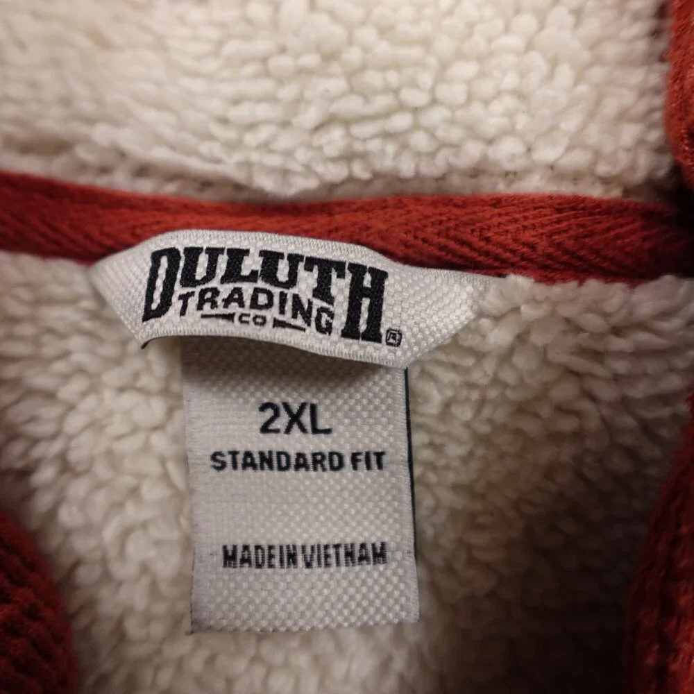 Duluth Trading Burly Thermal Sherpa-Lined Hoodie‎ Men's 2XL Rust Red